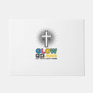 Glow For Jesus Christian Cross Light Shirt Design_ Doormat