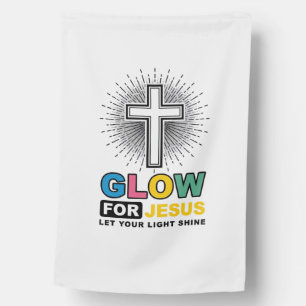Glow For Jesus Christian Cross Light Shirt Design_ House Flag