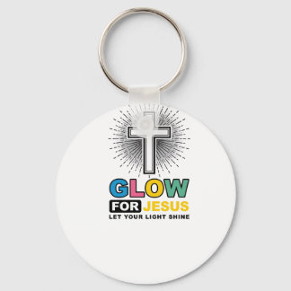 Glow For Jesus Christian Cross Light Shirt Design_ Keychain