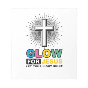 Glow For Jesus Christian Cross Light Shirt Design_ Notepad