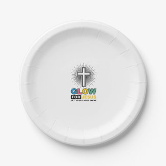 Glow For Jesus Christian Cross Light Shirt Design_ Paper Plates