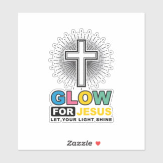 Glow For Jesus Christian Cross Light Shirt Design_ Sticker