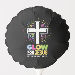 Glow for Jesus Christian Cross Tee Jesus Christ Bi Balloon