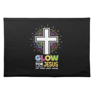 Glow for Jesus Christian Cross Tee Jesus Christ Bi Cloth Placemat