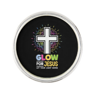 Glow for Jesus Christian Cross Tee Jesus Christ Bi Lapel Pin