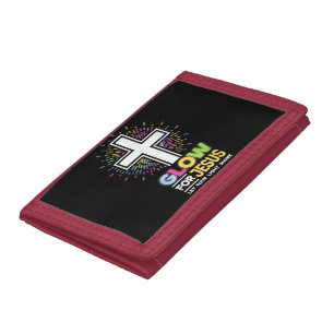 Glow for Jesus Christian Cross Tee Jesus Christ Bi Tri-fold Wallet