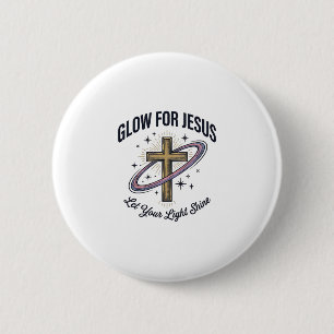 Glow for Jesus Christian Cross Vintage Vector Button