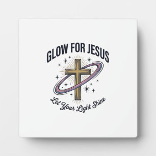 Glow for Jesus Christian Cross Vintage Vector Plaque