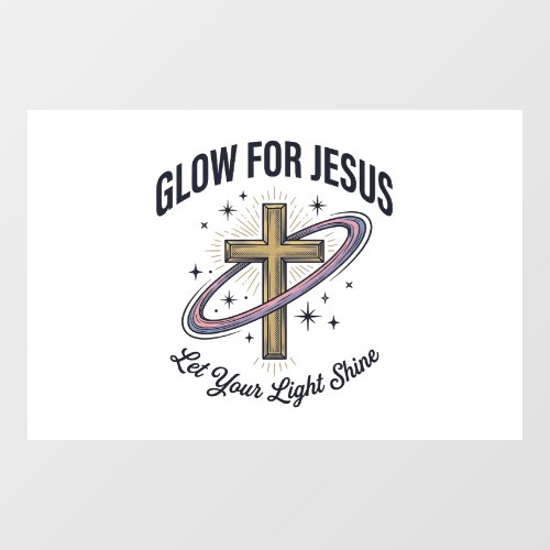 Glow for Jesus Christian Cross Vintage Vector Window Cling