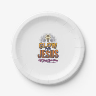 Glow for Jesus Let Your Light Shine Christian Desi Paper Plates