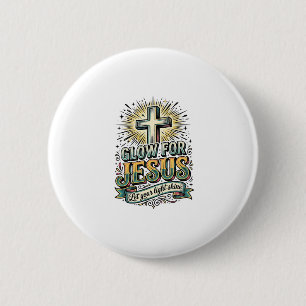 Glow For Jesus Vintage Christian Cross Shirt Button