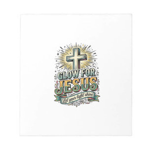 Glow For Jesus Vintage Christian Cross Shirt Notepad