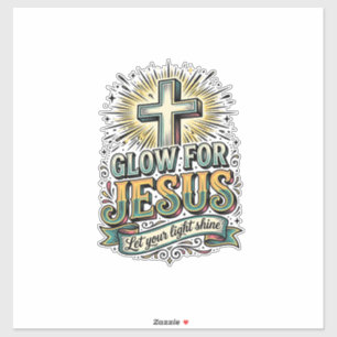 Glow For Jesus Vintage Christian Cross Shirt Sticker