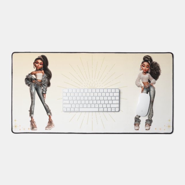 Glow Getter Mousepad | Confident Glam Desk Mat (Keyboard & Mouse)