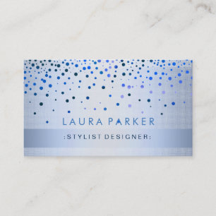 Glow Glitter Blue Confetti Linen Elegant Business Card