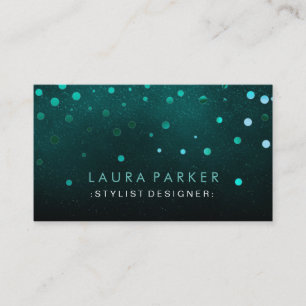 Glow Glitter Green Confetti Elegant Business Card