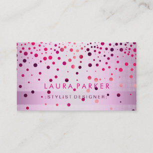 Glow Glitter Pink Confetti Linen Elegant Business Card