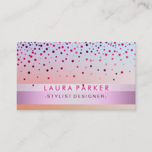 Glow Glitter Pink Confetti Linen Elegant Business Card