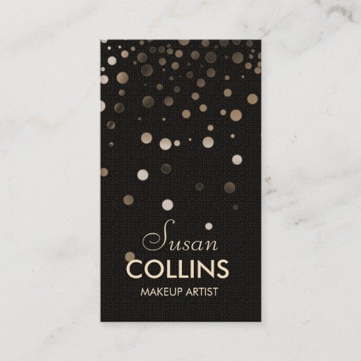Customizable Glow Glitter Sparkle Gold Makeup Artist Fashion Business Cards