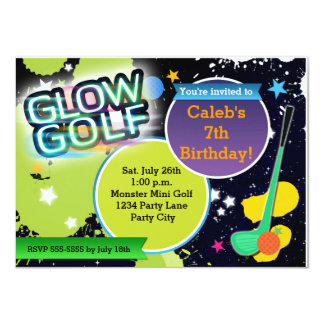 Glow Golf Monster Mini Golfing Party Invitation