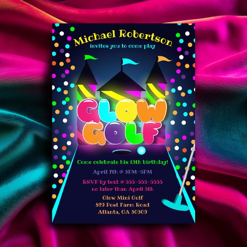 GLOW GOLF PARTY INVITATIONS