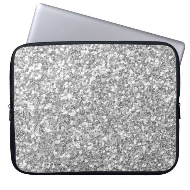 Glow Gray And White Glitter Texture Laptop Sleeve (Front)