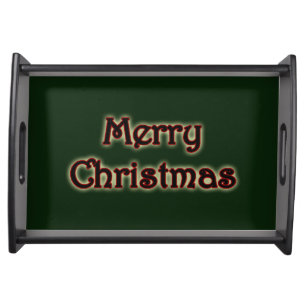 Glow Green Merry Christmas Serving Tray