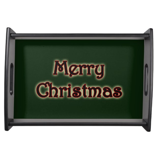 Glow Green Merry Christmas Serving Tray (Front)