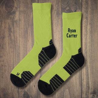 Glow green with your name in dark green socks