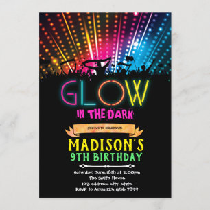Glow in the dark birthday invitation