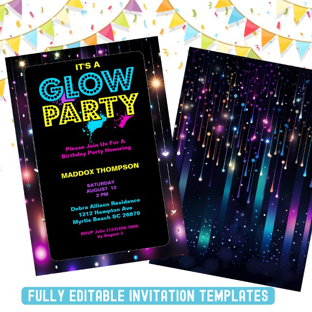 Glow In the Dark Birthday Invitations (Creator Uploaded)