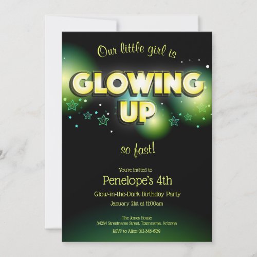 Glow in the Dark Birthday Kids Invitation