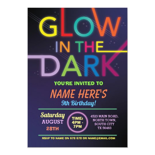 Glow In The Dark Birthday Neon Paint Dance Party Invitation | Zazzle.com