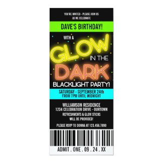 Glow in the Dark Birthday Party Invitation