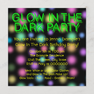 Glow In The Dark Birthday Party Invitation