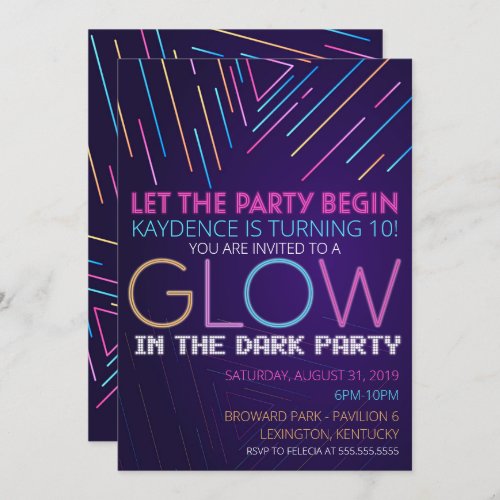 GLOW in the Dark Birthday Party Invitation