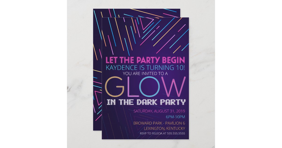 GLOW in the Dark Birthday Party Invitation | Zazzle