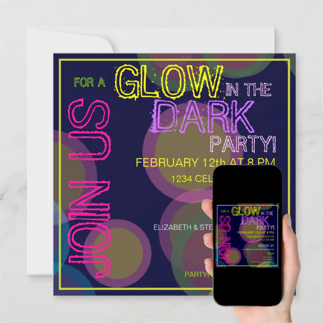 Glow in the Dark Blacklight Party Invitation Zazzle