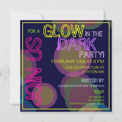 Glow in the Dark Blacklight Party Invitation