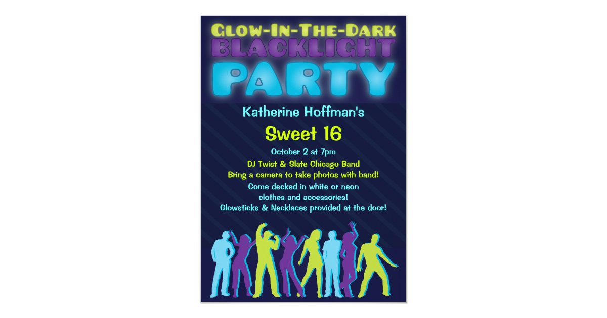 Glow In The Dark Blacklight Party Invitation Zazzle Com