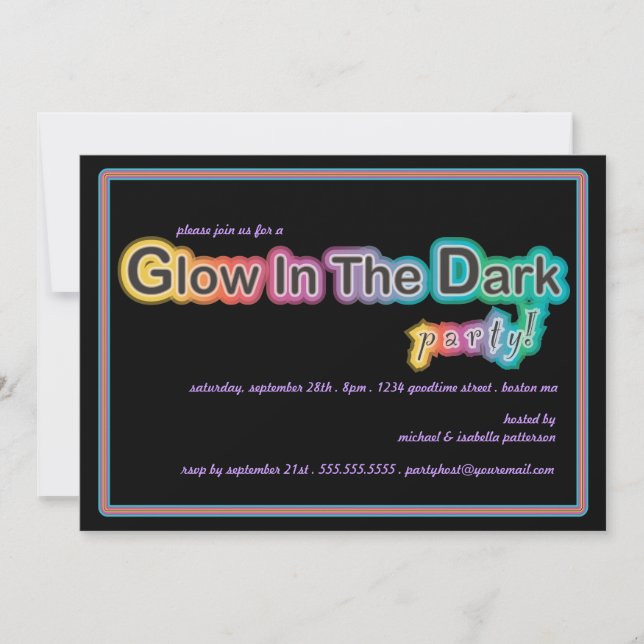 Glow in the Dark Blacklight Party Invitation (Front)