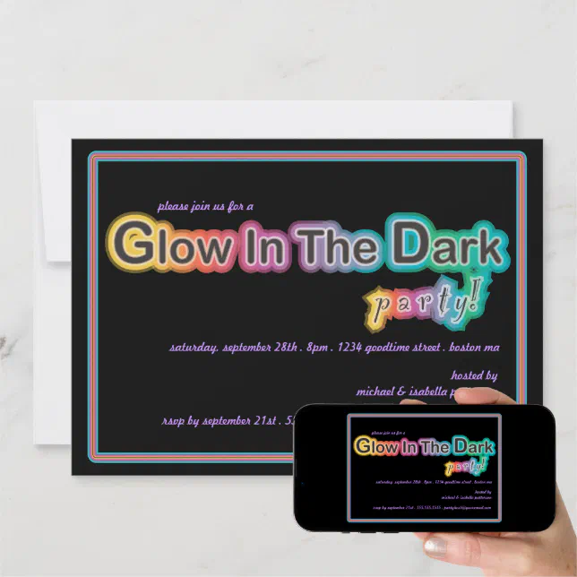Glow in the Dark Blacklight Party Invitation Zazzle