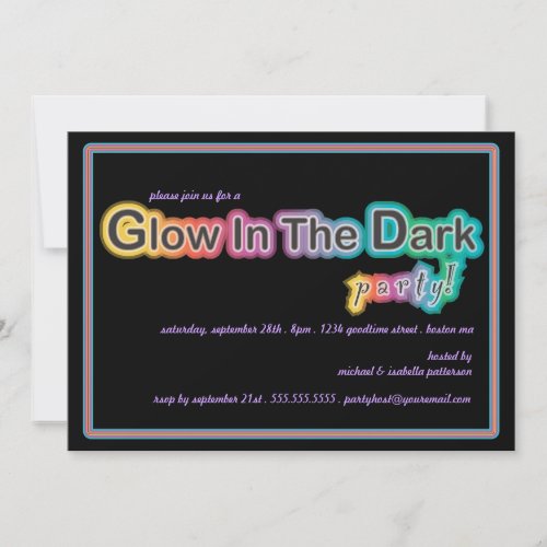 Glow in the Dark Blacklight Party Invitation