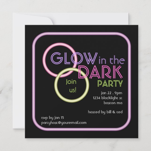 Glow in the Dark Blacklight Party Invitation (Front)