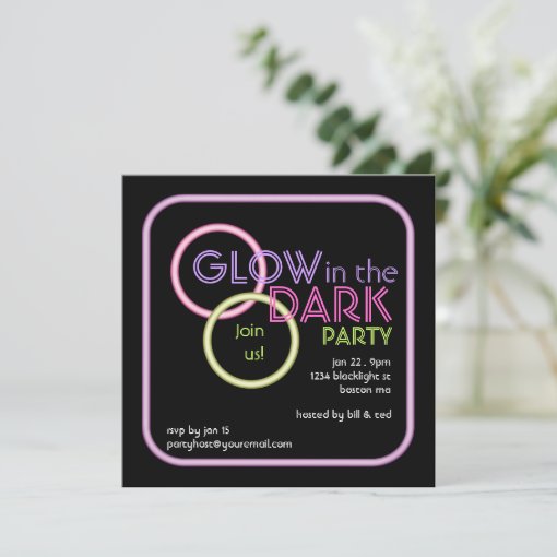 Glow in the Dark Blacklight Party Invitation Zazzle