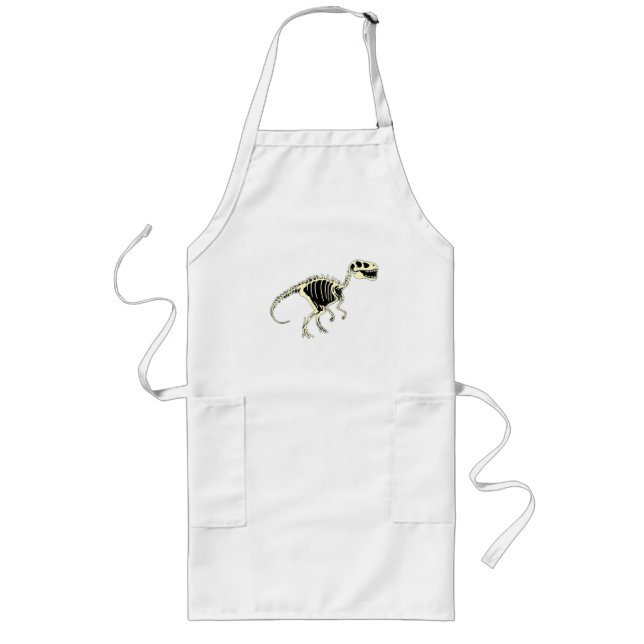 Glow-in-the-Dark Cartoon Dinosaur Skeleton Long Apron (Front)