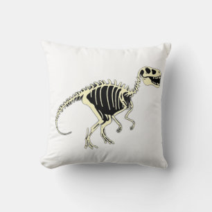 Glow-in-the-Dark Cartoon Dinosaur Skeleton Throw Pillow