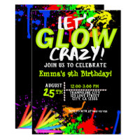 Glow in the dark Cosmic Jump & Neon party Invitation