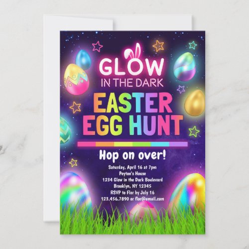 Glow in the Dark Easter Egg Hunt Invitation