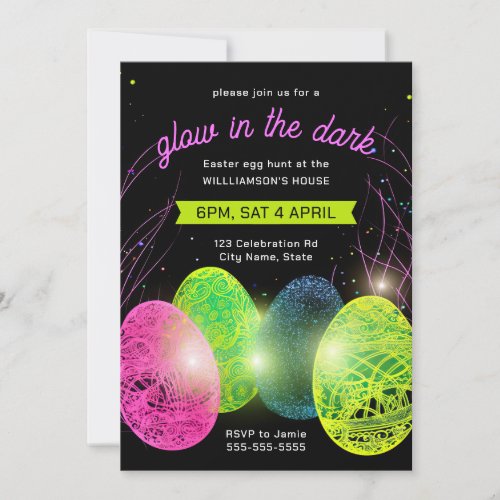 Glow in the Dark Easter Egg Hunt  Invitation